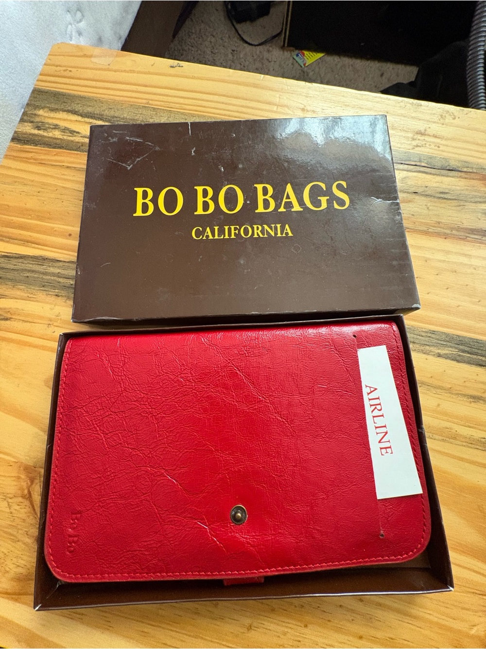 BOBO BAGS Red Leather Travel Wallet